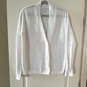 Nordstrom 3 button White lightweight Knit Women's Sweater size Medium